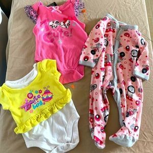 Baby Girl - Two Onesies and One Footsie